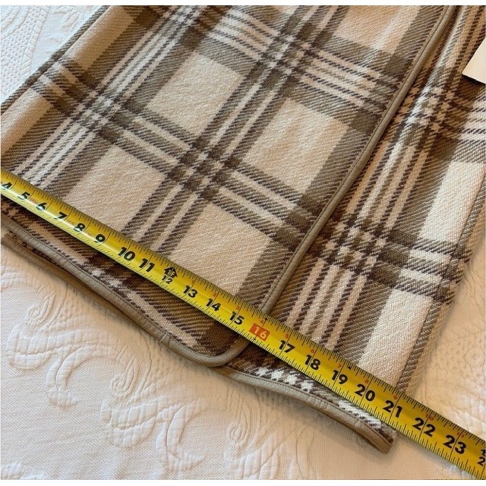 Liz Claiborne Lizsport Plaid Wool Blend Wrap Mini Skirt Scottish Moors Tan 10 - Picture 11 of 14